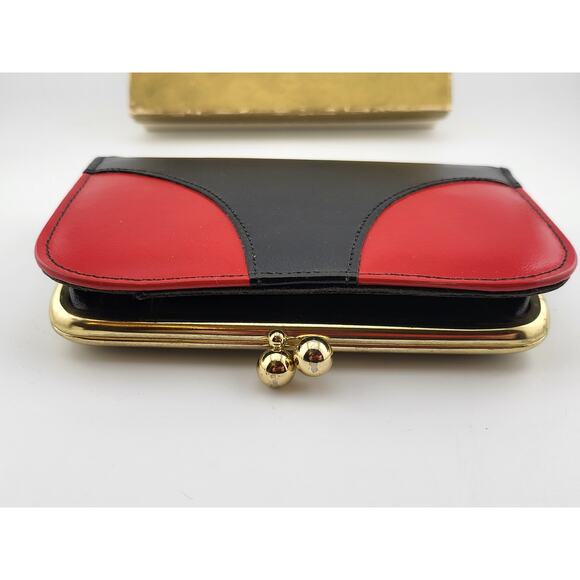 Vintage Carter Leather Wallet Black Red w Box Greenwich Village NY NOS - Picture 7 of 16